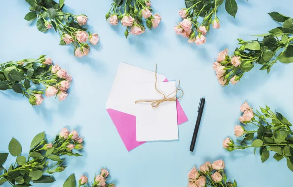 Roses, handle, the envelope, bouquets