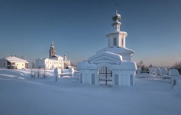 Picture winter, snow, landscape, nature, the city, Church, Perm Krai, Andrei