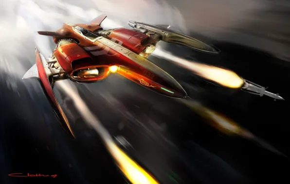 Picture red, attack, ship, missiles, flight