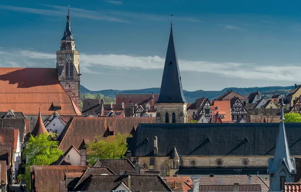 Roof, the sky, tower, home, Germany, Tübingen