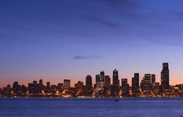 The city, evening, seattle