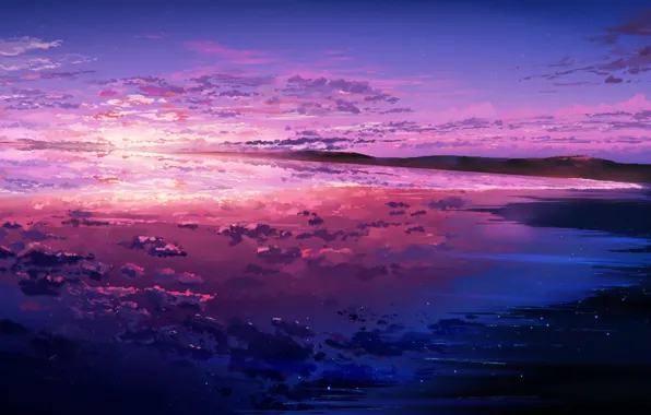 Picture sea, the sky, sunset