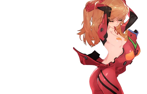 Girl, neon genesis evangelion, Asuka Langley Sohryu, seals hair