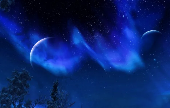 Picture night, starry sky, Skyrim, The Elder Scrolls V