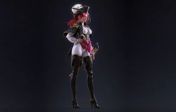 Figure, pirates, art, sword, artist, devushka