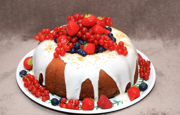 Berries, blueberries, strawberry, pie, cake, currants, cakes, sweet