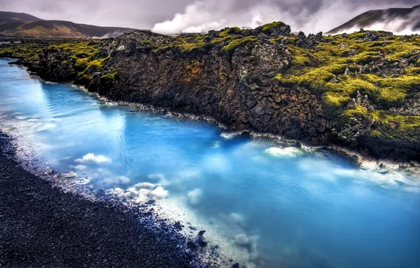Landscape, nature, river, stones, rocks, Iceland