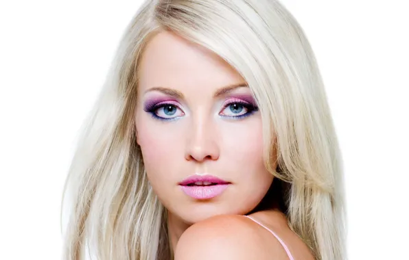 Picture girl, portrait, makeup, blonde, long hair