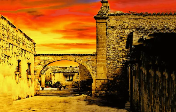 Home, Italy, glow, arch, Sicily, Marzamemi
