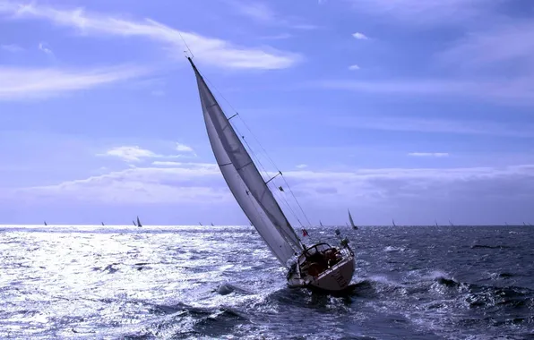 Sea, wave, movement, the wind, yachts, sails, regatta, the competition