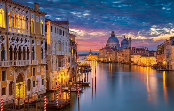 Picture night, lights, home, Italy, Venice, Cathedral, channel