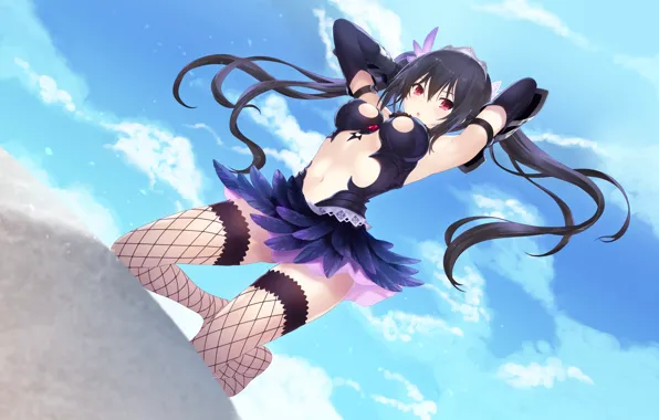 The sky, Pose, Skirt, Girl, Hyperdimension Neptunia