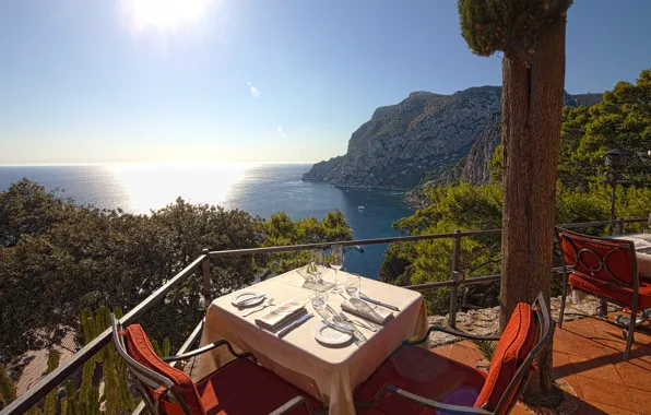 Picture coast, Italy, restaurant, the hotel, terrace, restaurant, hotel Punta Tragara