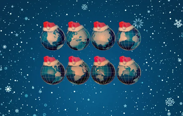 Winter, snow, background, earth, hat, planet, new year, minimalism