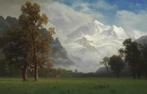 Trees, landscape, mountains, nature, picture, Albert Bierstadt, Virgin