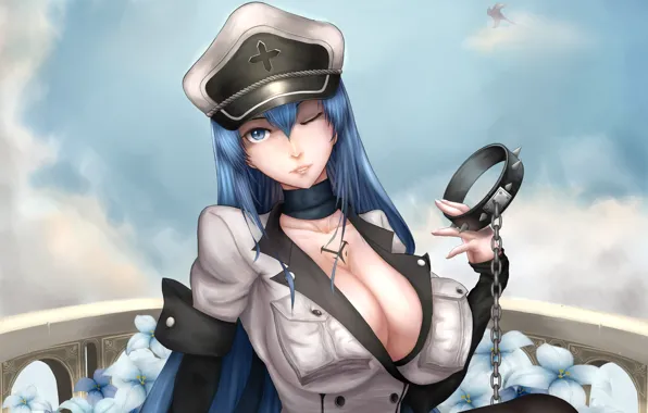 Chest, look, girl, flowers, neckline, collar, art, winks