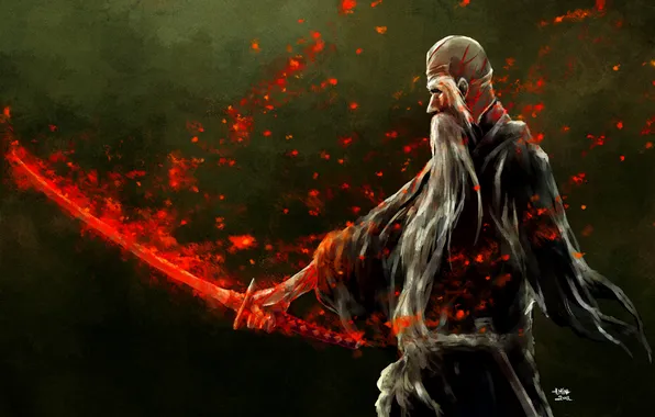 Picture weapons, magic, blood, sword, the old man, Bleach, Bleach, art