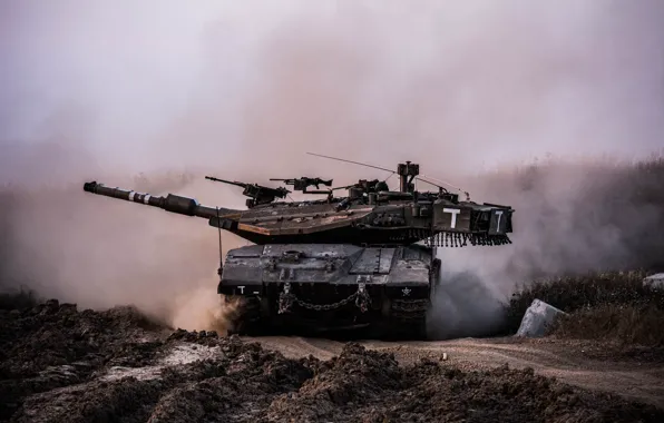 Picture dust, dirt, tank, combat, Merkava, main, Merkava, Israel