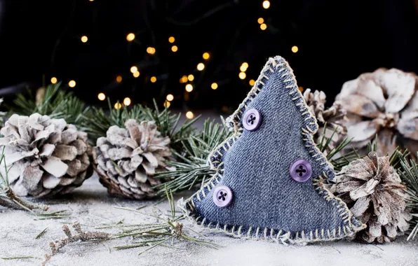 Decoration, holiday, new year, Christmas, herringbone, needles, bumps, bokeh