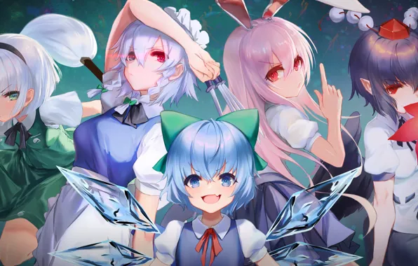 Aya Shameimaru, Touhou, Cirno, Sakuya Izayoi, Traveling And Keeping Inaba, Touhou, Touhou, Youmu Konpaku