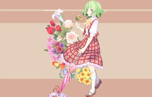 Picture flowers, anime, girl, kazami yuuka
