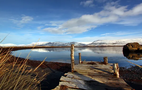 Landscape, bridge, lake