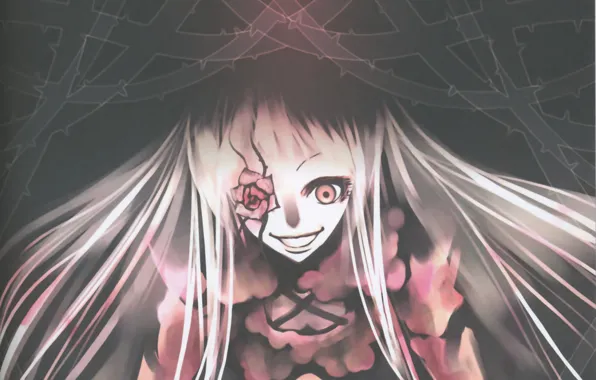 Darkness, madness, Rozen maiden, Rozen Maiden, obsessed, thorns, hell of a grin, Kirakishou