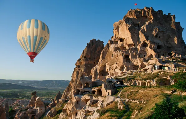 Picture landscape, nature, balloon, rocks, Turkey, Cappadocia, Goreme