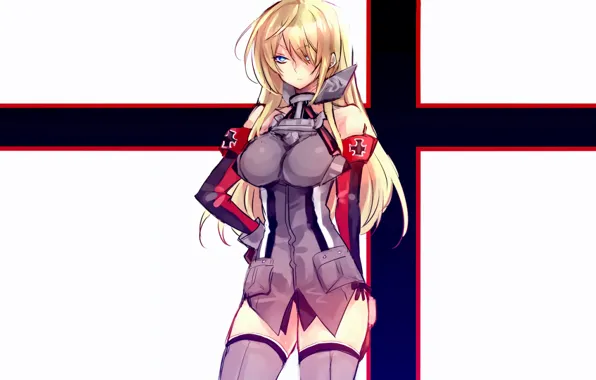 Girl, sexy, thighhighs, long hair, dress, anime, blue eyes, beautiful