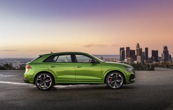 Sunset, the city, Audi, side view, crossover, 2020, RS Q8