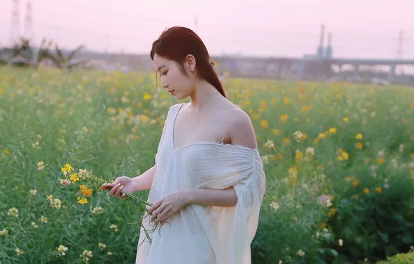Beautiful, Asian, Model, Flowers, Woman, Cute, Pretty, Japanese