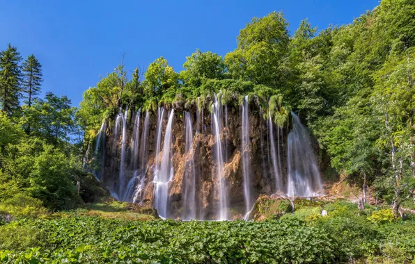 Trees, rocks, waterfall, Croatia, Croatia, Galovac