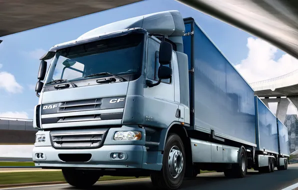 Picture bridge, track, Truck, DAF, Trailer, gray, DAF