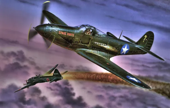 Art, airplane, aviation, ww2, P-39