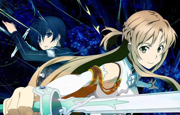 Anime, art, Sword art online, Sword Art Online, Asuna, Kirito