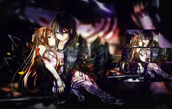 Anime, art, pair, Sword art online, Sword Art Online, Asuna, Kirito