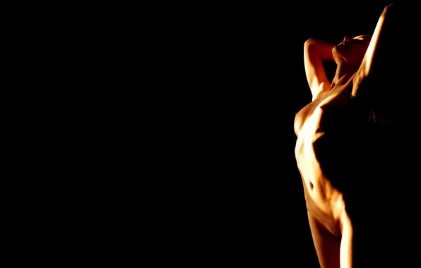 Naked, black background, shaved