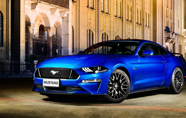 Blue, Ford, Fastback, 2018, Mustang GT