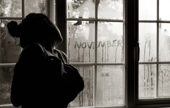 Picture sadness, girl, window