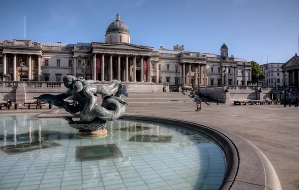 England, London, fountain, Trafalgar square