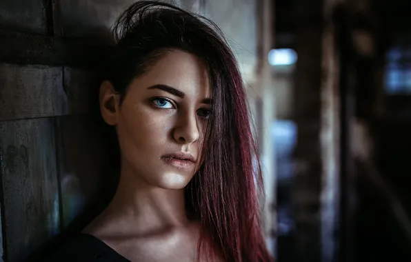 Look, girl, model, portrait, makeup, hairstyle, twilight, in black
