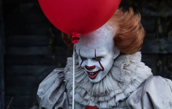 Picture Red, Clown, Bill Skarsgård, 2017, Pennywise, It
