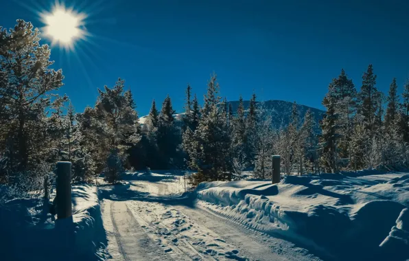 The sun, The sky, Snow