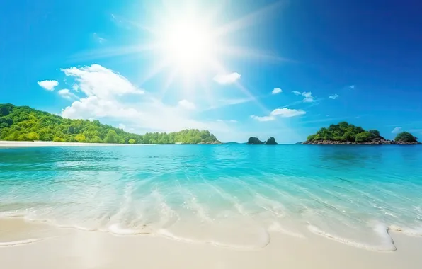 Sand, sea, beach, summer, the sky, palm trees, summer, beach