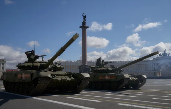 Picture the city, area, Saint Petersburg, tank, combat, armor, T-72