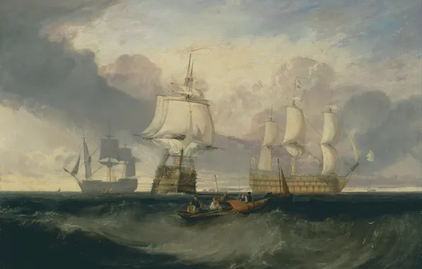 Picture sea, wave, boat, ships, picture, sail, seascape, William Turner