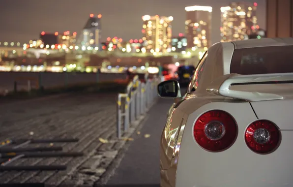 Nissan, white, gt-r