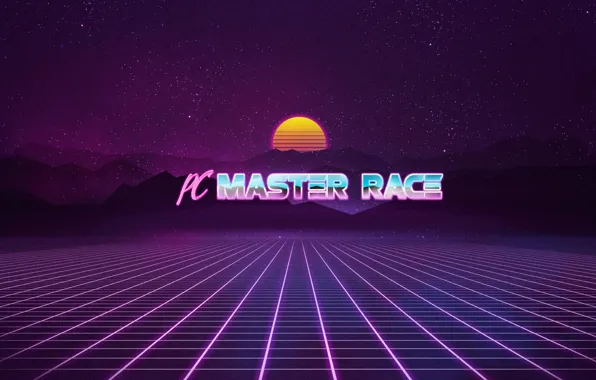 Stars, Neon, Background, Race, Master, PC Master Race, Synth