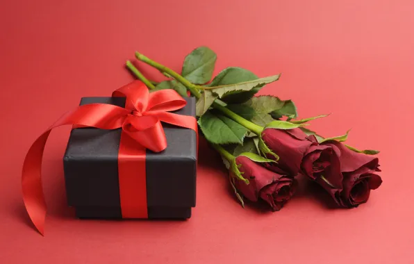 Love, flowers, gift, romance, roses, red, romantic, gift