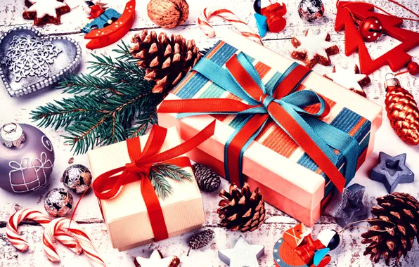 Picture decoration, tree, New Year, cookies, Christmas, gifts, happy, Christmas